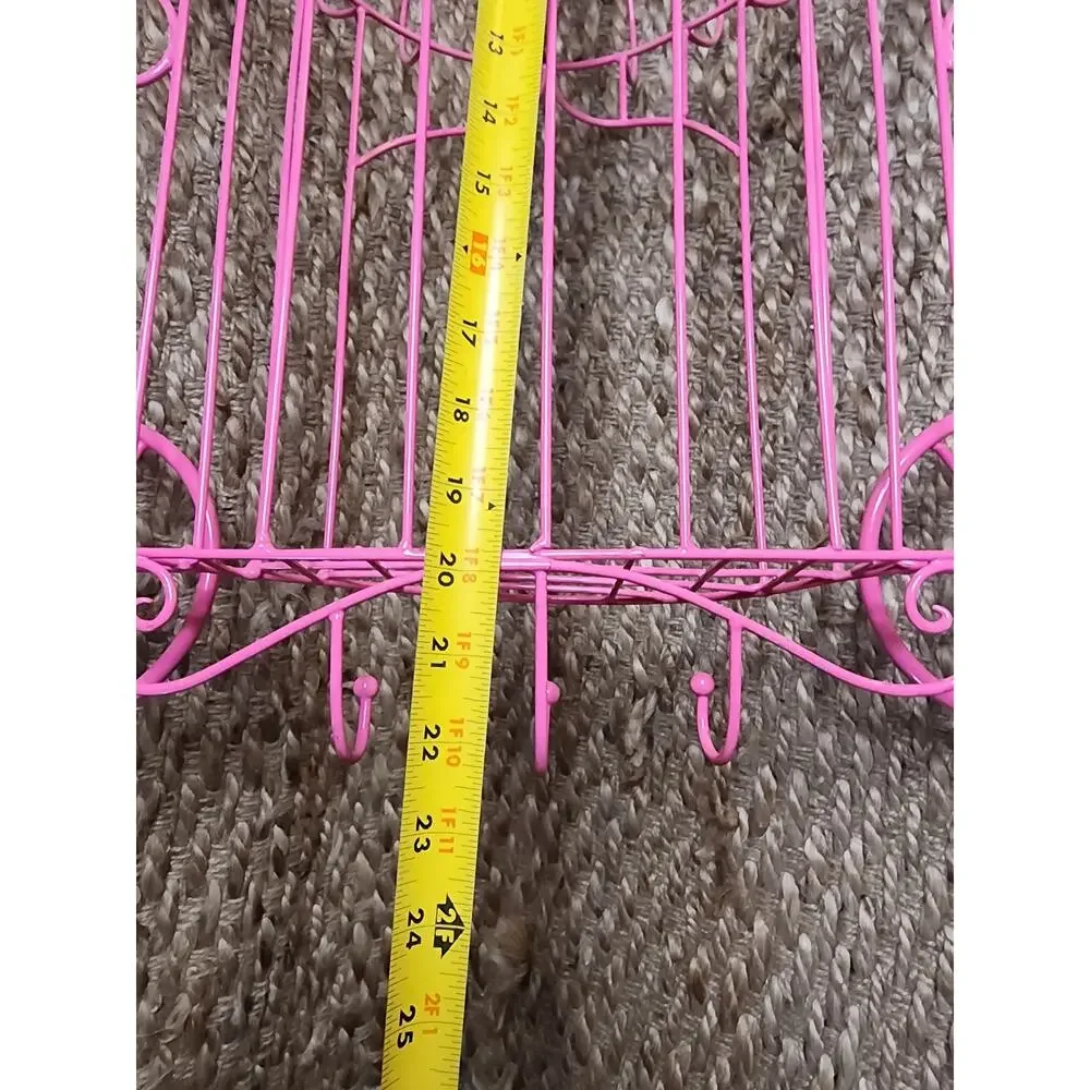 PINK PRINCESS CINDERELLA’S CARRIAGE WIRE WALL SHELF WITH HOOKS 22” HOME DECOR
